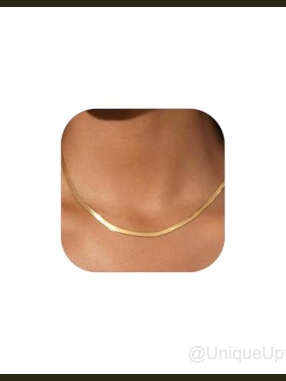 14K Gold Plated Stainless Steel Herringbone Necklace Adjustable 15in